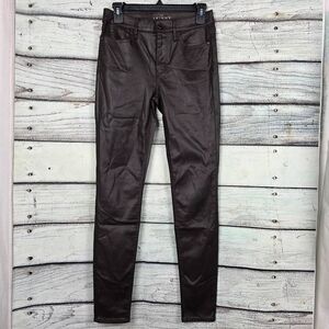 White House Black Market Skinny High Rise Coated Pants Dark Brown Size 0